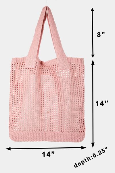 Fame Pointelle Knit Crochet Tote Bag - Heritage Couture