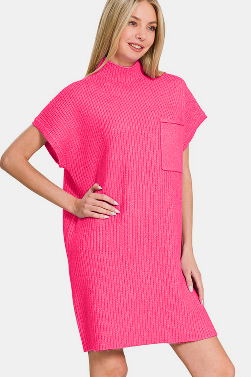 Zenana Short Sleeve Sweater Mini Dress - Heritage Couture