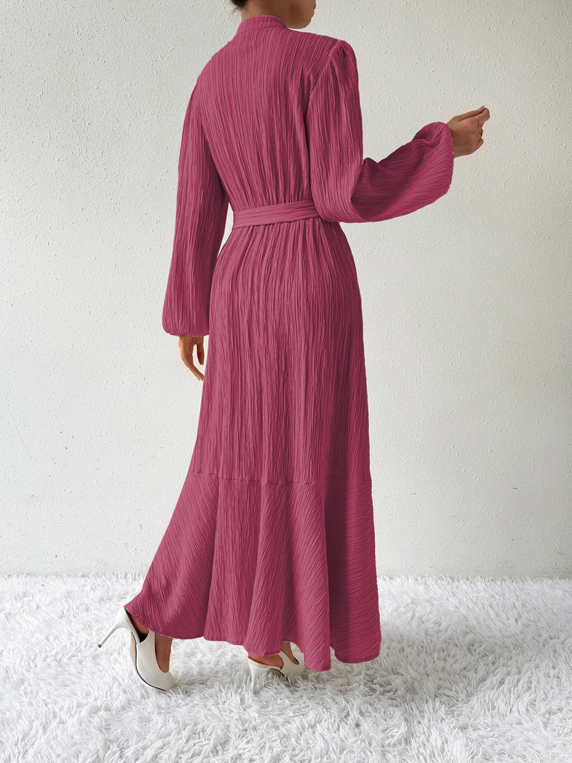 Honey Tie Waist Long Sleeve Dress - Heritage Couture