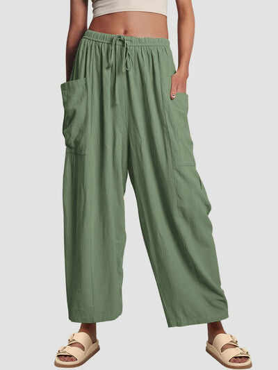 Full Size Wide Leg Pants with Pockets - Heritage Couture