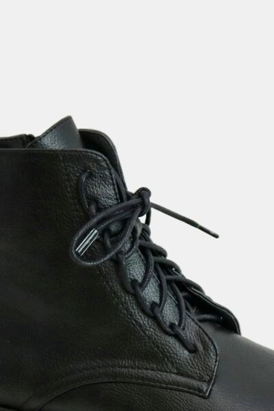 Beast Fashion Faux Leather Lace-Up Boots with Side Zipper - Heritage Couture