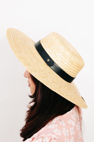 Fame Flat Brim Straw Weave Hat - Heritage Couture