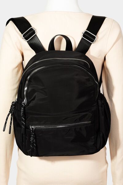 Fame Adjustable Strap Nylon Backpack Bag with Side Pockets - Heritage Couture