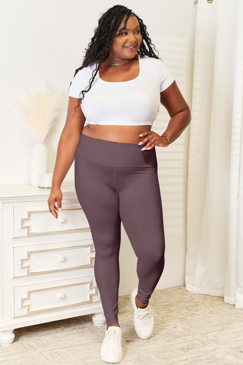 Double Take Wide Waistband Sports Leggings - Heritage Couture