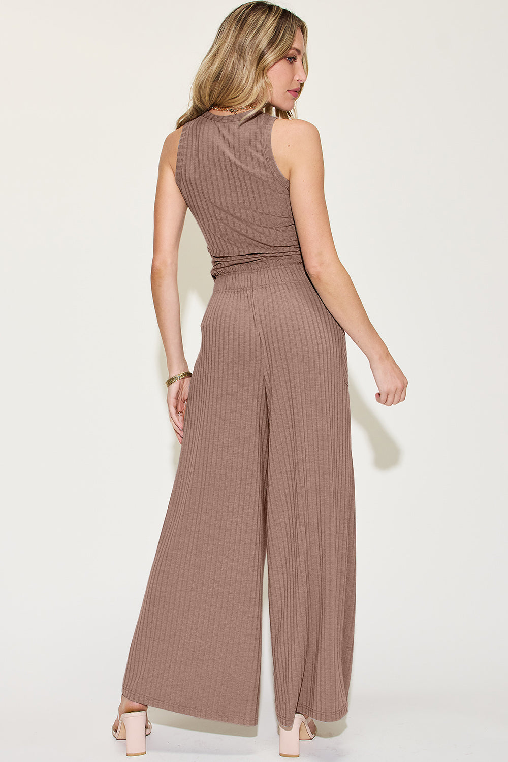 Basic Bae Full Size Ribbed Tank and Wide Leg Pants Set - Heritage Couture