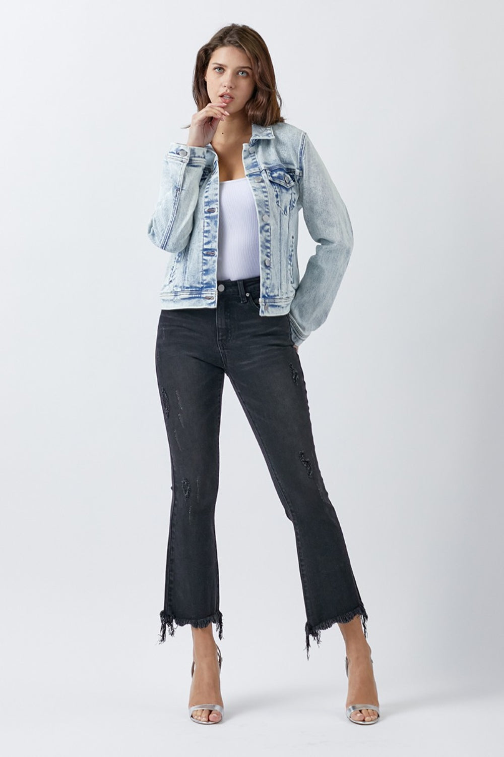 RISEN Button Up Washed Denim Jacket - Heritage Couture