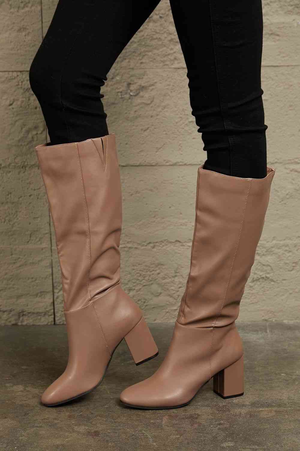East Lion Corp Block Heel Knee High Boots - Heritage Couture