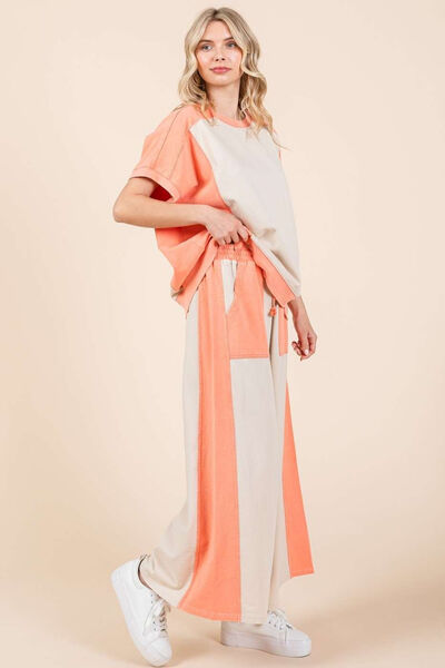 Mittoshop Color Block Wide Leg Pants - Heritage Couture