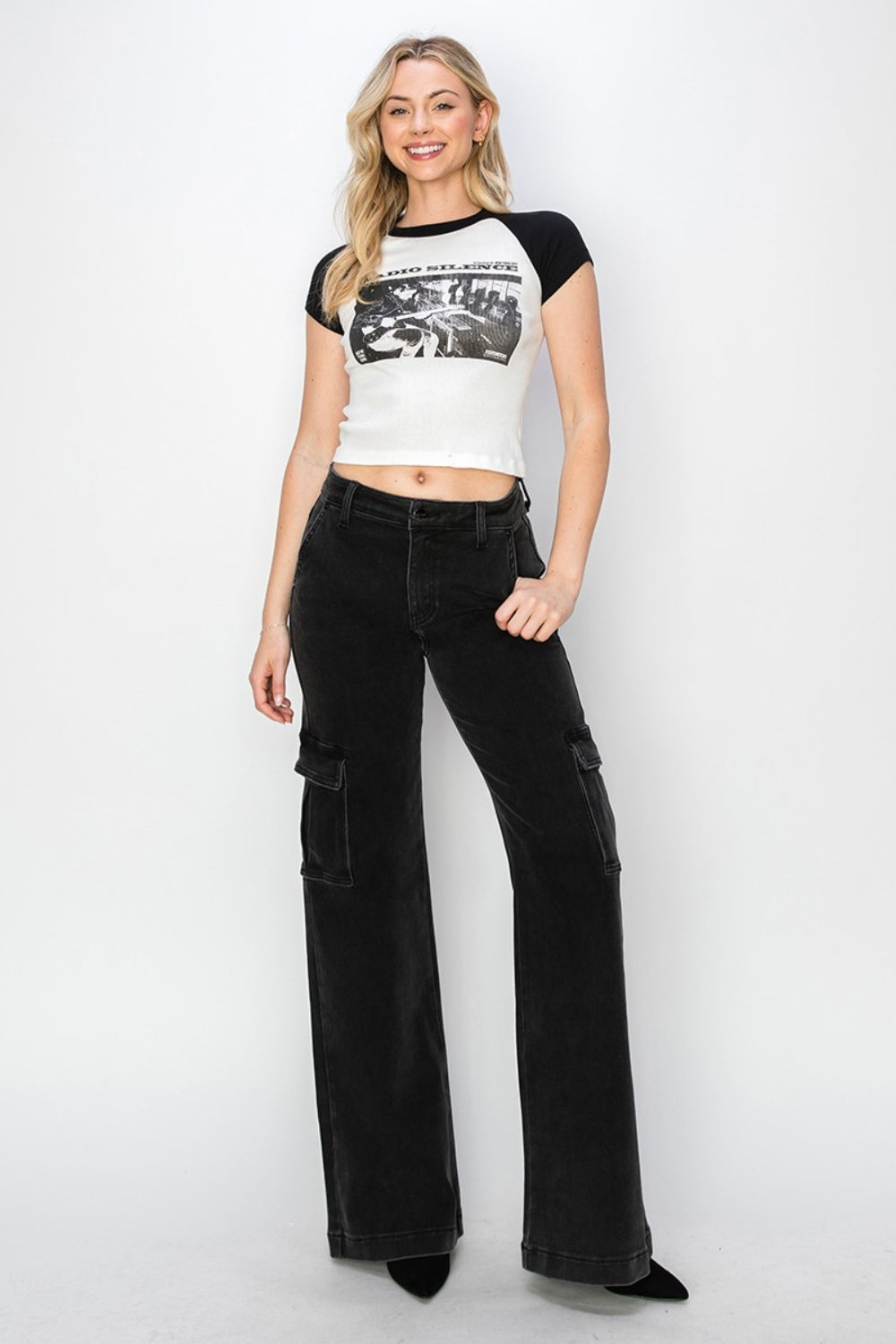Risen Full Size High Rise Wide Leg Cargo Jeans - Heritage Couture