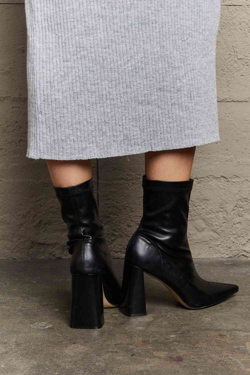 Weeboo Stacy Block Heel Sock Boots - Heritage Couture