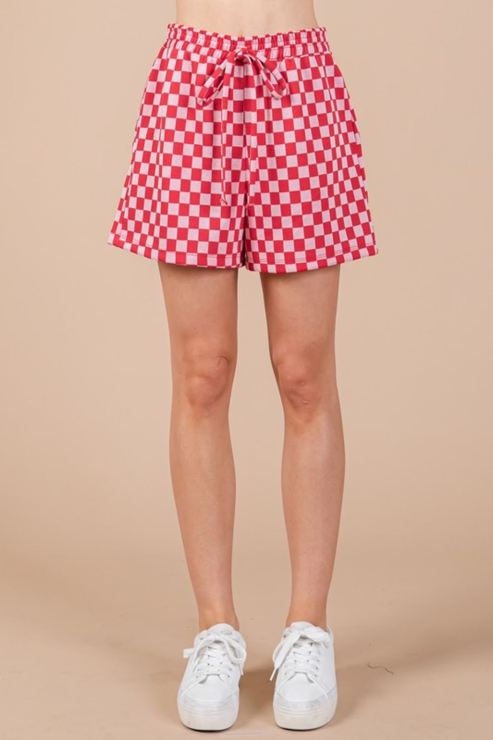 Ces Femme Checkered Round Neck Top and Shorts Set - Heritage Couture