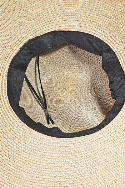 Fame Rope Strap Wide Brim Weave Hat - Heritage Couture