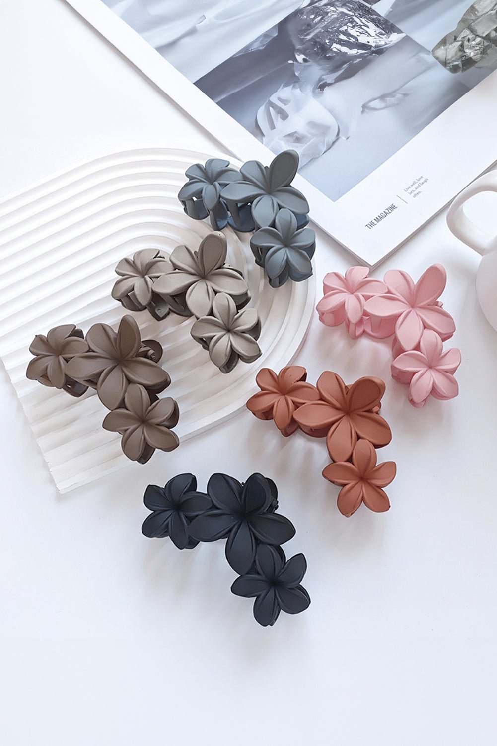 Parchment 3D Flower Plastic Resin Hair Claw - Heritage Couture