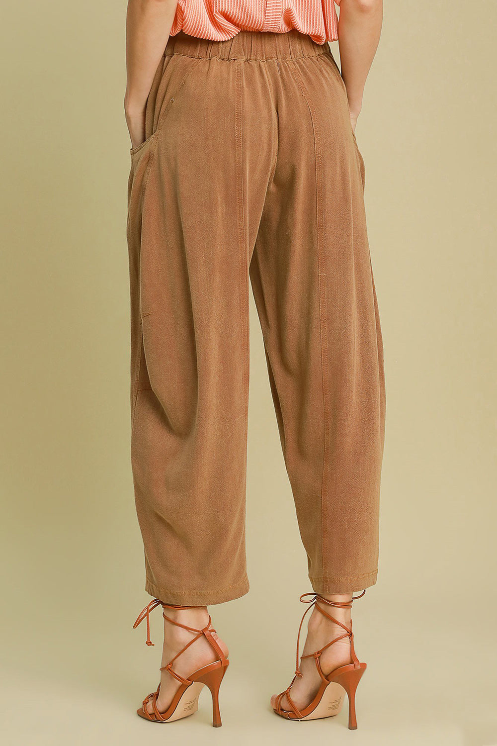 Umgee Elastic Waist Baggy Fit Pants with Pockets - Heritage Couture  
