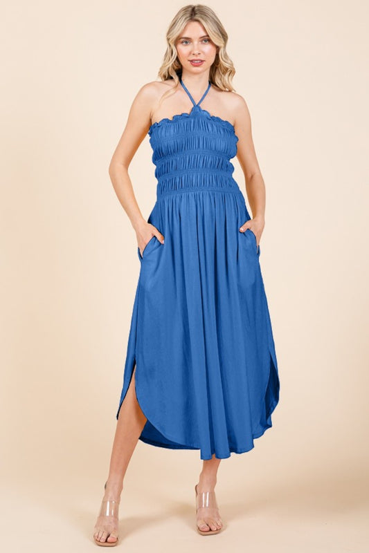 Culture Code Tie Back Shirring Dress with Pockets - Heritage Couture  