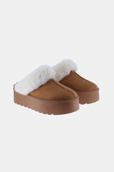 Weeboo Thick Bottom Fur Trim Snow Slippers - Heritage Couture  