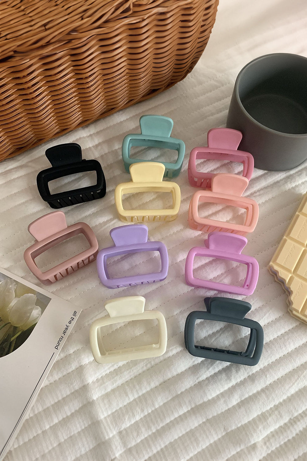 Black Square Frosted Rectangle Hair Clip - Heritage Couture  