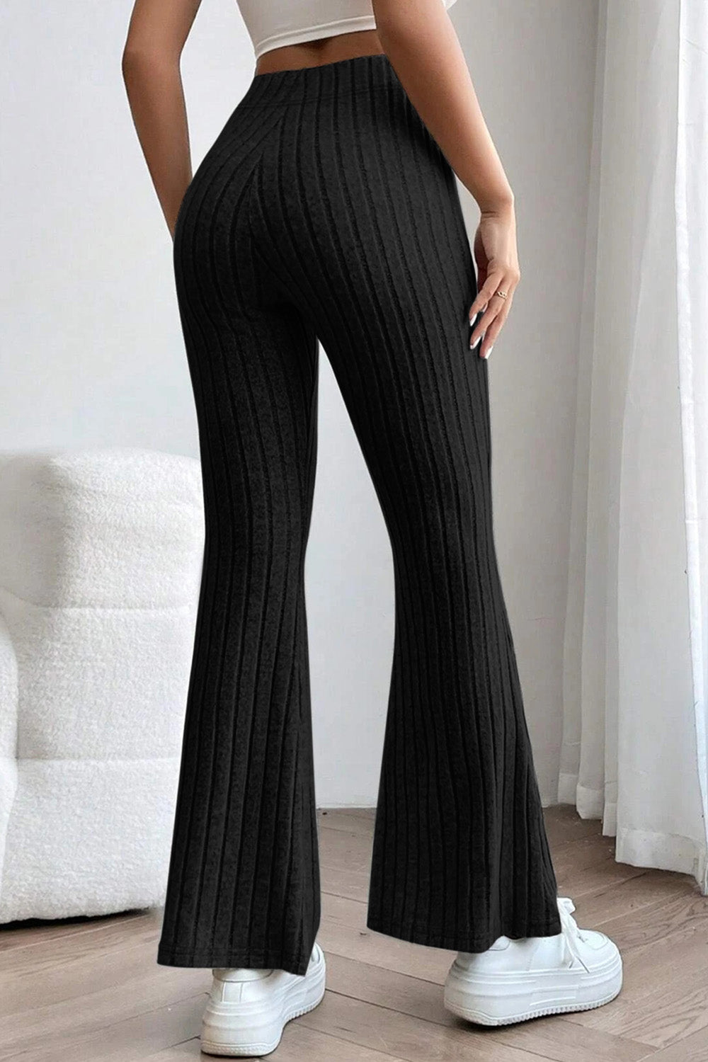 Basic Bae Full Size Ribbed High Waist Flare Pants - Heritage Couture  