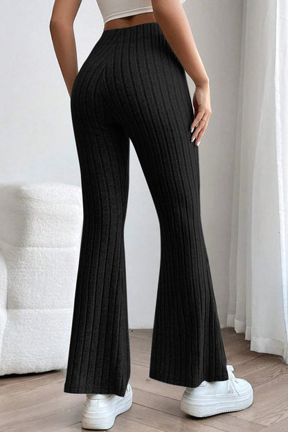 Basic Bae Full Size Ribbed High Waist Flare Pants - Heritage Couture  