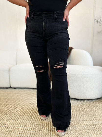 Judy Blue Full Size High Waist Distressed Flare Jeans - Heritage Couture  