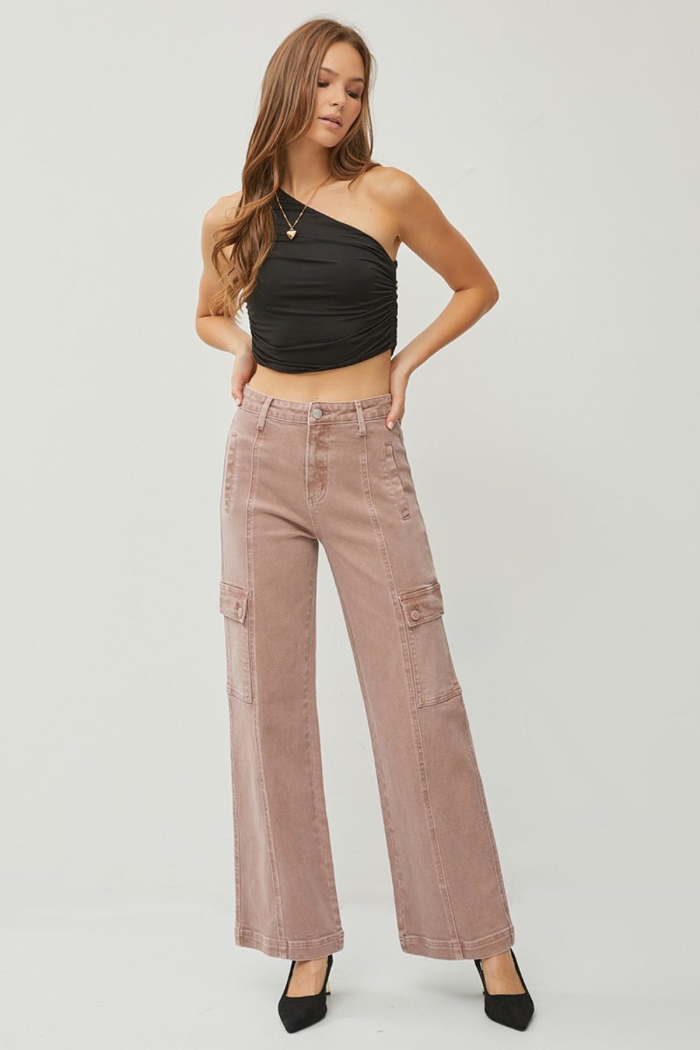 RISEN Full Size High Rise Wide Leg Cargo Jeans - Heritage Couture  