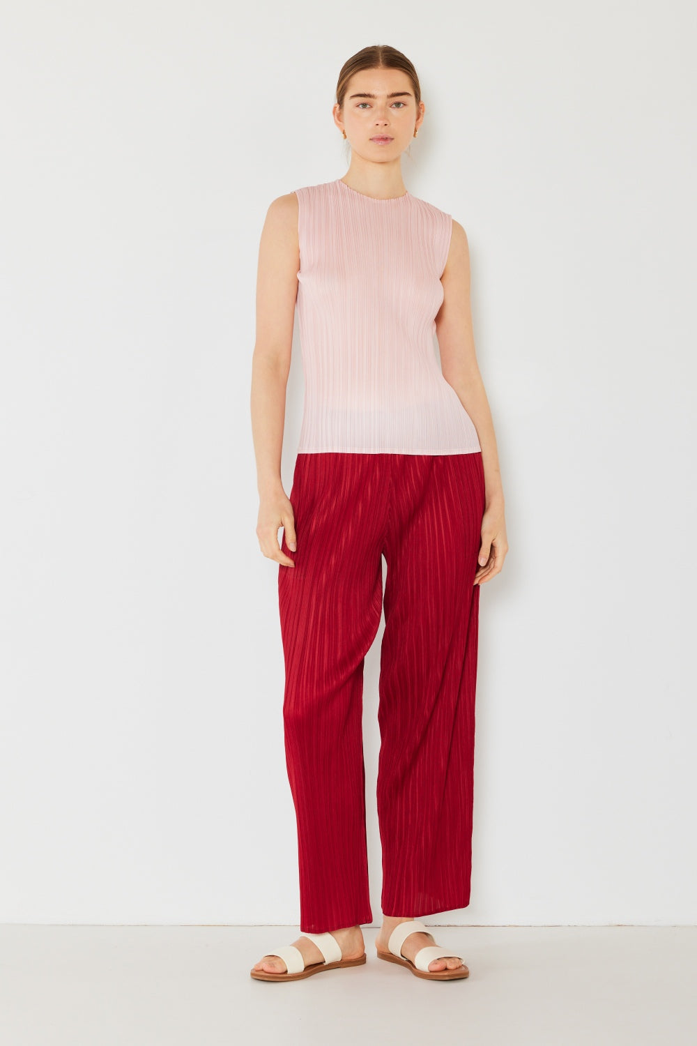 Marina West Swim Pleated Elastic-Waist Straight Pants - Heritage Couture  