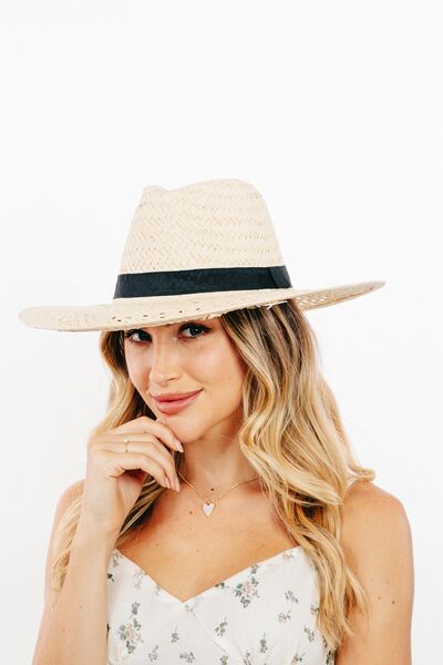Fame Basket Weave Straw Sun Hat - Heritage Couture  