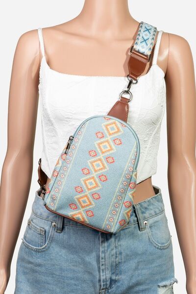 Fame Geometric Wide Strap Crossbody Bag - Heritage Couture  