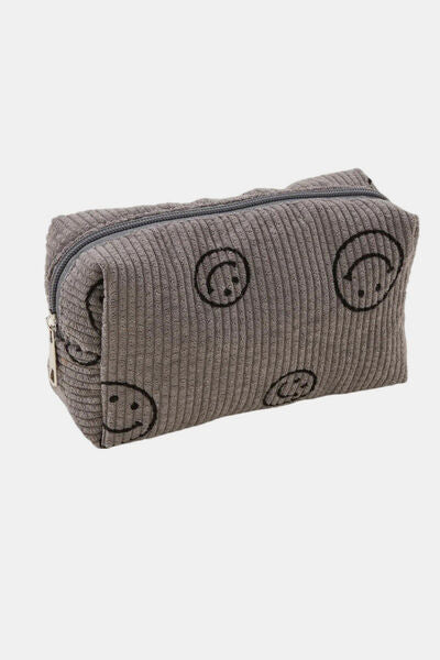 Zenana Smiley Face Corduroy Cosmetic Pouch - Heritage Couture  