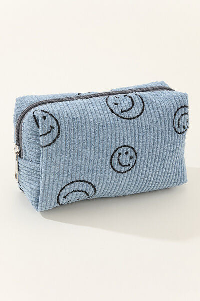 Zenana Smiley Face Corduroy Cosmetic Pouch - Heritage Couture  