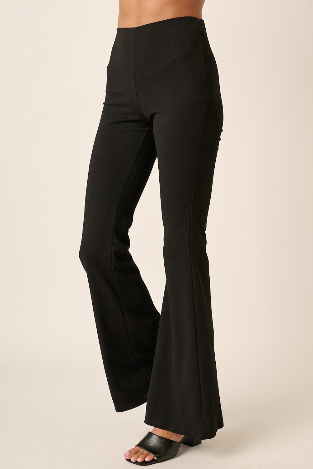 Mittoshop Crepe Knit Elastic Waist Flare Leg Pants - Heritage Couture  