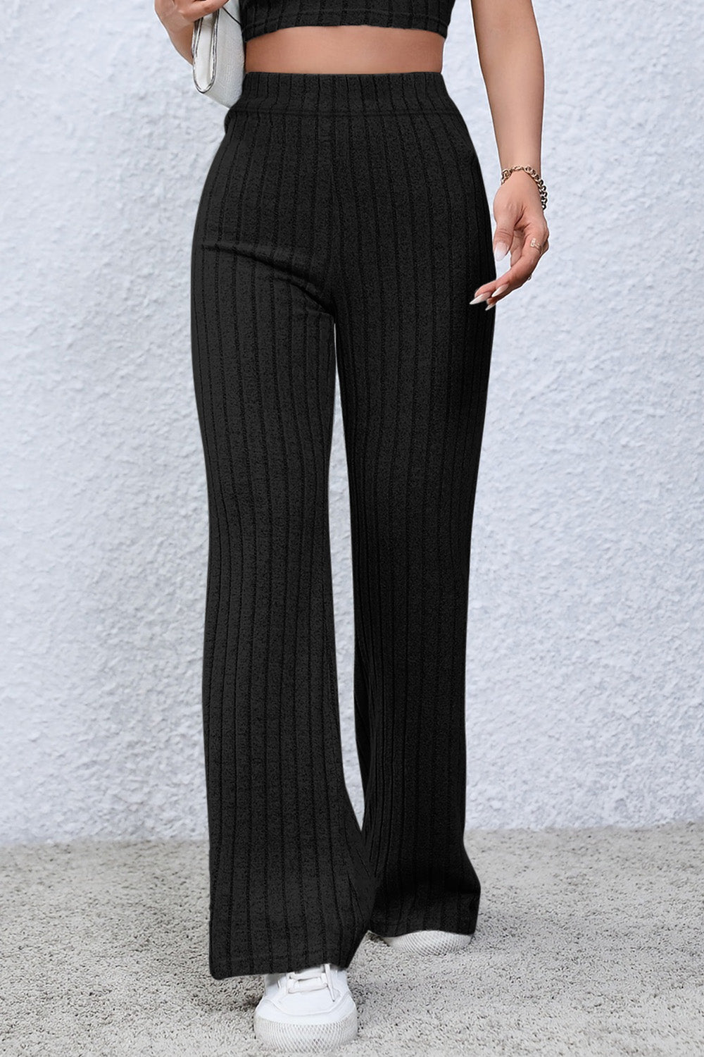 Basic Bae Full Size Ribbed High Waist Flare Pants - Heritage Couture  
