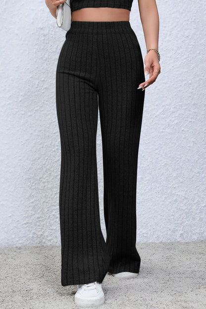 Basic Bae Full Size Ribbed High Waist Flare Pants - Heritage Couture  