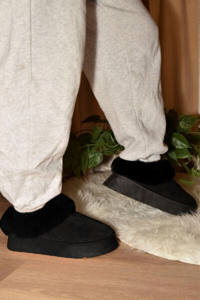 WILD DIVA Faux-Fur Platform Slip On Booties - Heritage Couture  