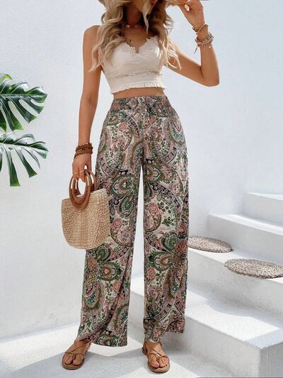 Printed Wide Leg Pants - Heritage Couture  