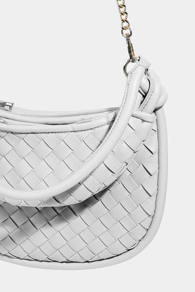 Fame PU Leather Basket Weave Half Moon Bag - Heritage Couture  