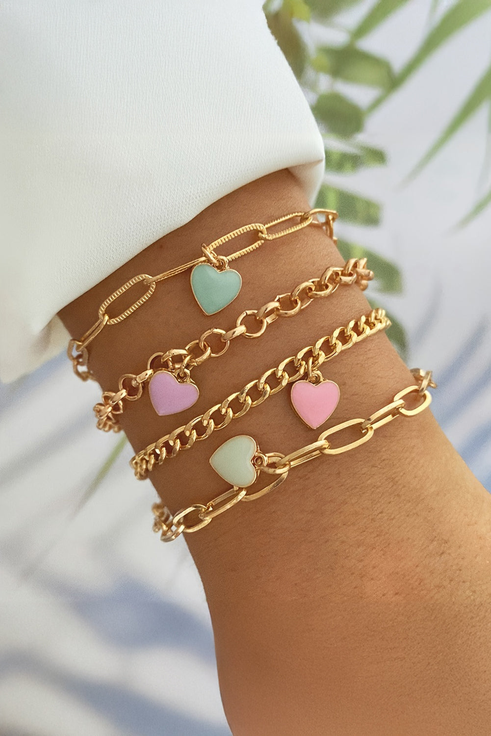 Gold Valentines Heart Multi Layer Adjustable Chain Bracelet - Heritage Couture  