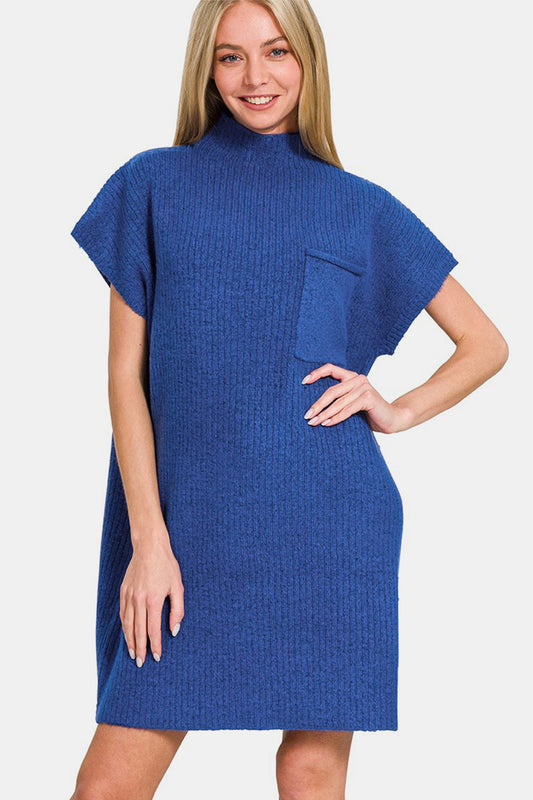 Zenana Short Sleeve Sweater Mini Dress - Heritage Couture  