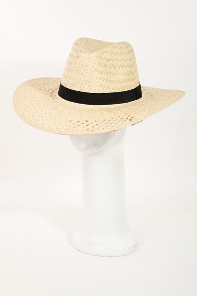 Fame Basket Weave Straw Sun Hat - Heritage Couture  