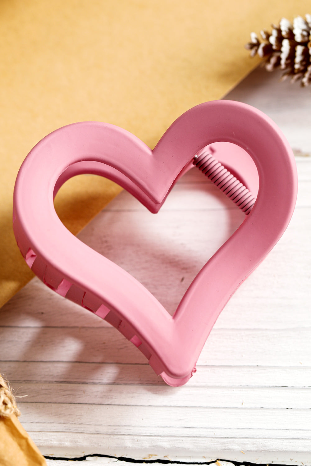 Light Pink Simple Frosted Heart Shaped Hair Claw Clip - Heritage Couture  