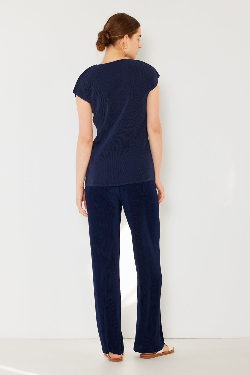 Marina West Swim Rib Pleated Elastic-Waist Wide Leg Pants - Heritage Couture  