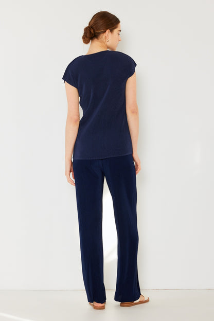 Marina West Swim Rib Pleated Elastic-Waist Wide Leg Pants - Heritage Couture  