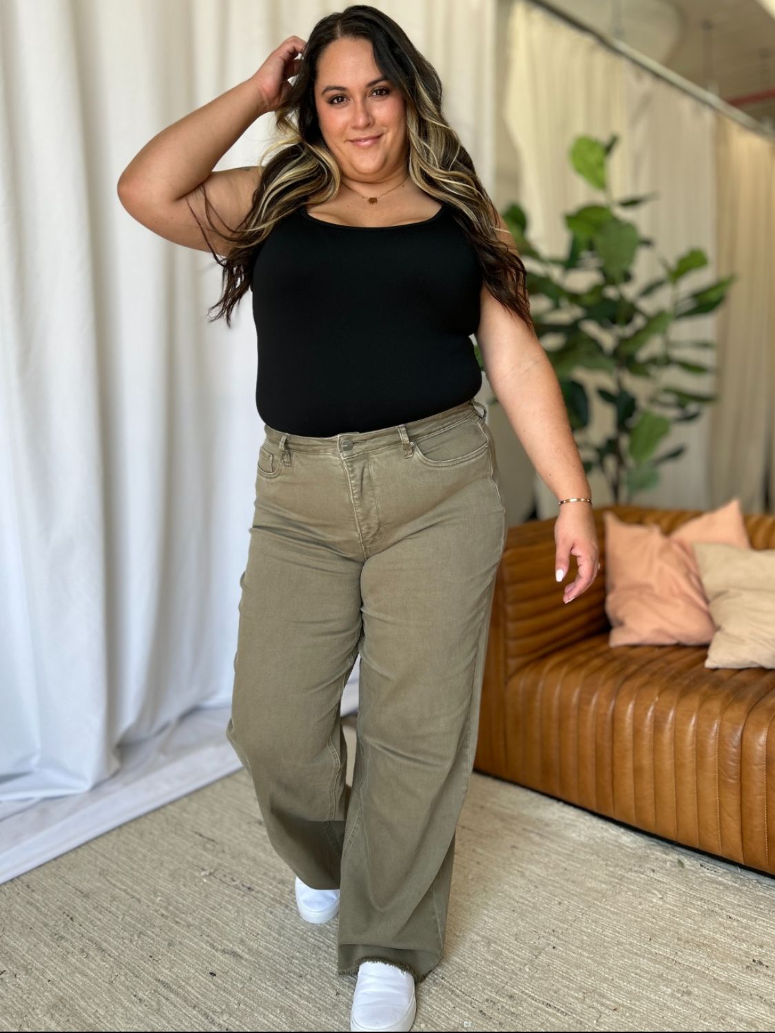 RFM Full Size High Rise Garment Dye Wide Leg  Jeans - Heritage Couture  