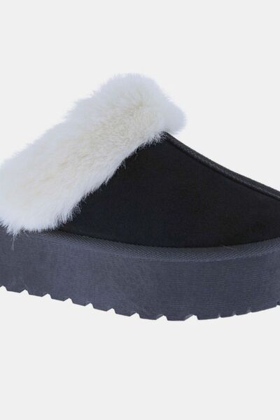 Weeboo Thick Bottom Fur Trim Snow Slippers - Heritage Couture  