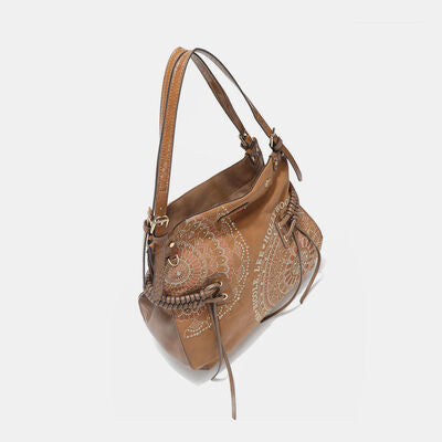 Nicole Lee USA Side Braided Tassel Inlaid Rhinestone Embroidery Hobo Bag - Heritage Couture  