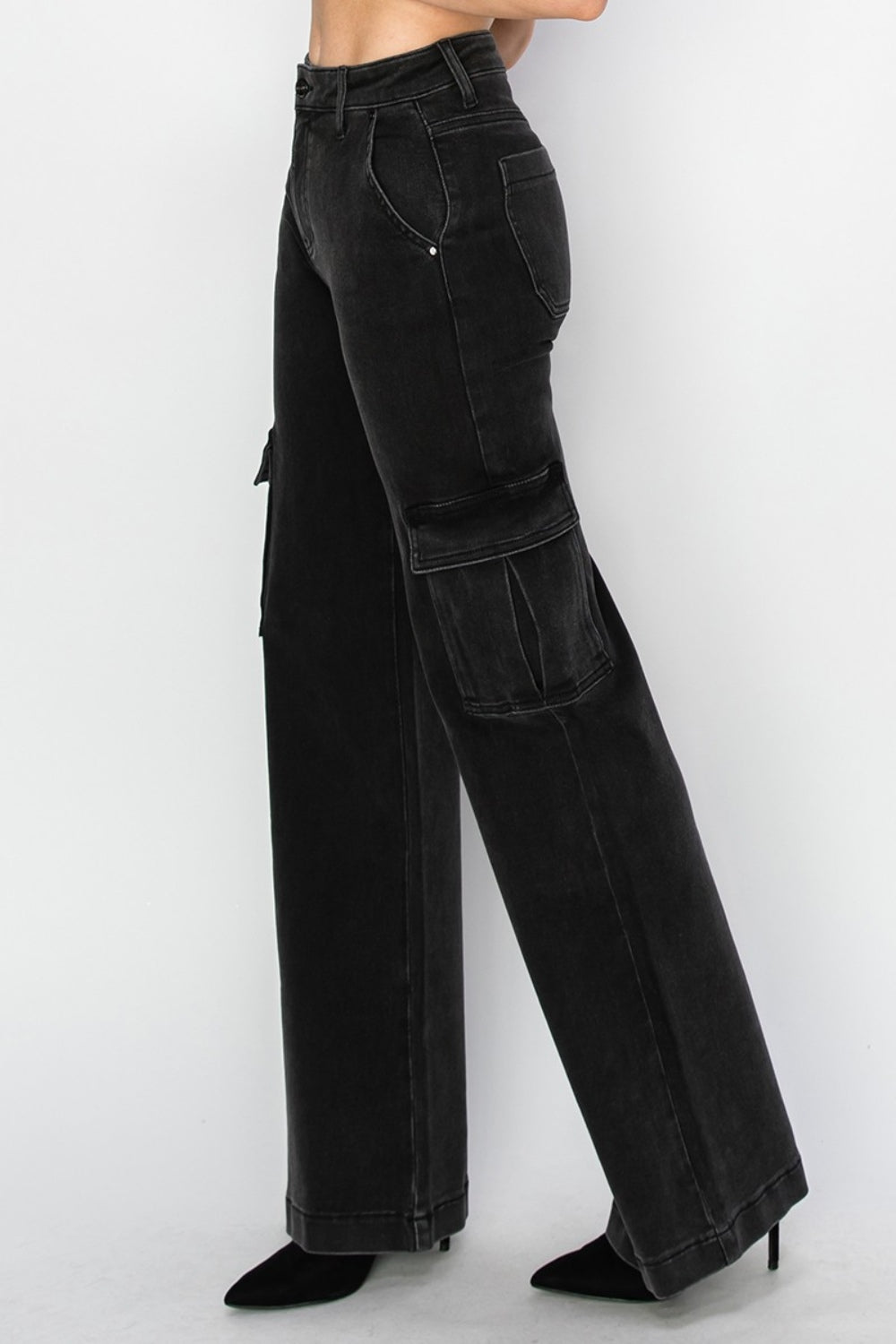 Risen Full Size High Rise Wide Leg Cargo Jeans - Heritage Couture  