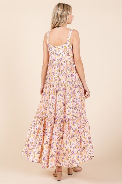 Mittoshop Flower Print Tiered Sleeveless Empire Maxi Dress - Heritage Couture  