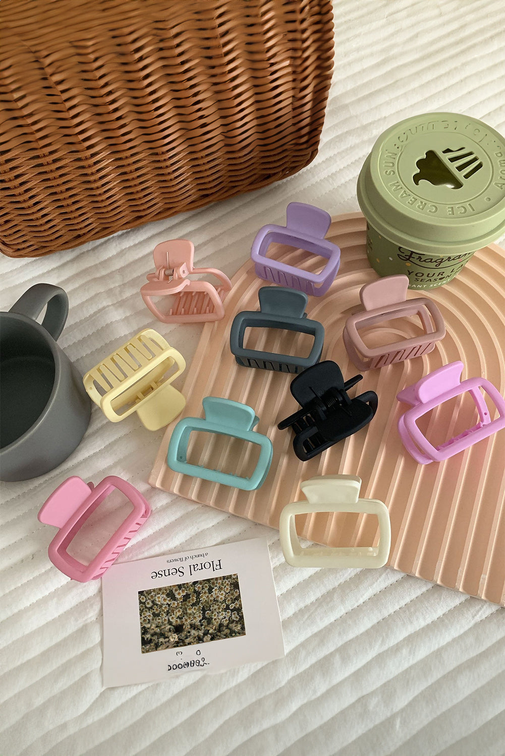 Black Square Frosted Rectangle Hair Clip - Heritage Couture  