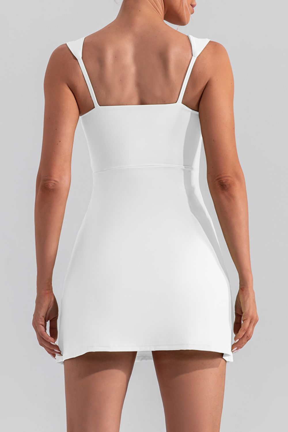 Square Neck Sleeveless Slit Mini Active Dress - Heritage Couture  