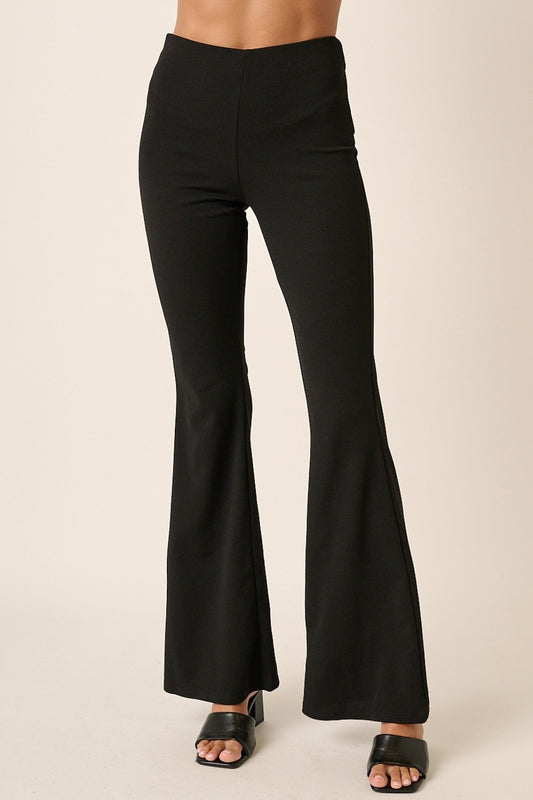 Mittoshop Crepe Knit Elastic Waist Flare Leg Pants - Heritage Couture  